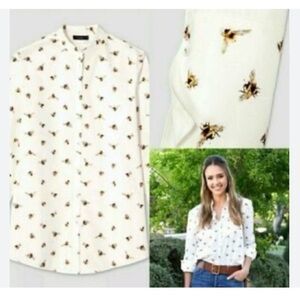 Victoria Beckham for Target cream colored button down bee shirt size small